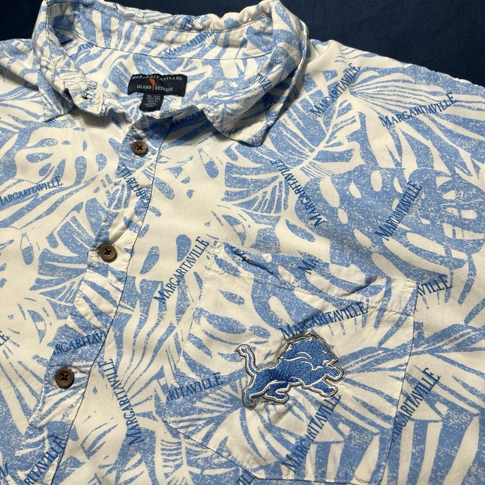 Detroit Lions Margaritaville Island Team NFL Blue Men's 3XL Hawaiian‎ Shirt - Picture 2 of 11